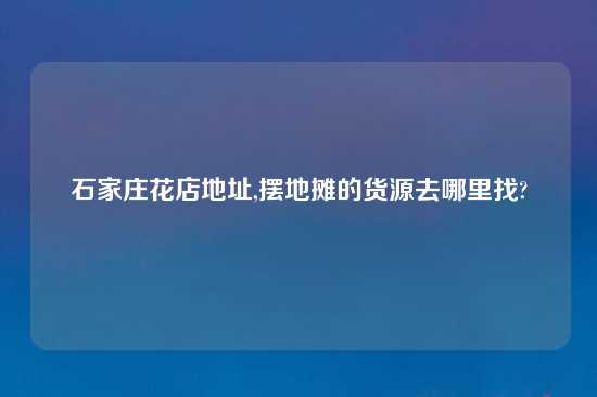 石家庄花店地址,摆地摊的货源去哪里找?