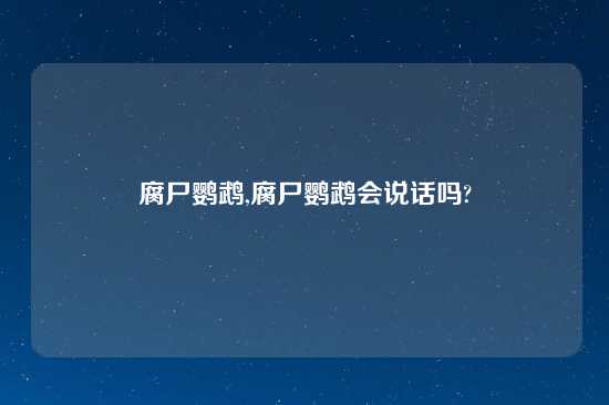 腐尸鹦鹉,腐尸鹦鹉会说话吗?