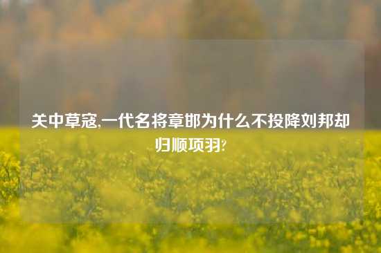 关中草寇,一代名将章邯为什么不投降刘邦却归顺项羽?