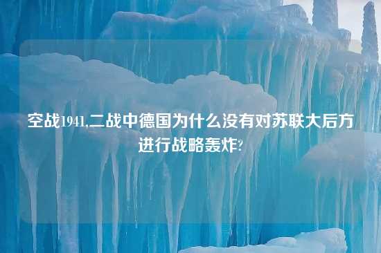 空战1941,二战中德国为什么没有对苏联大后方进行战略轰炸?
