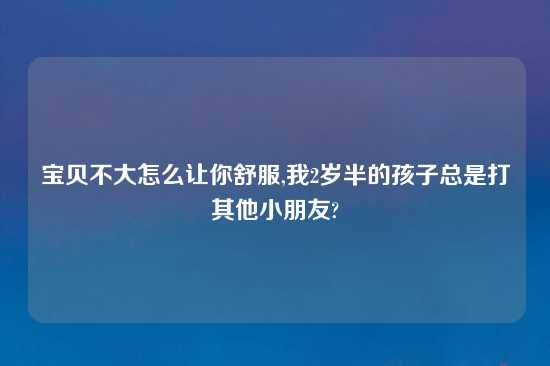 宝贝不大怎么让你舒服,我2岁半的孩子总是打其他小朋友?