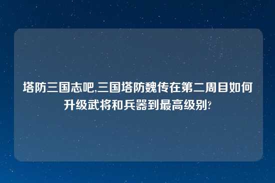 塔防三国志吧,三国塔防魏传在第二周目如何升级武将和兵器到最高级别?