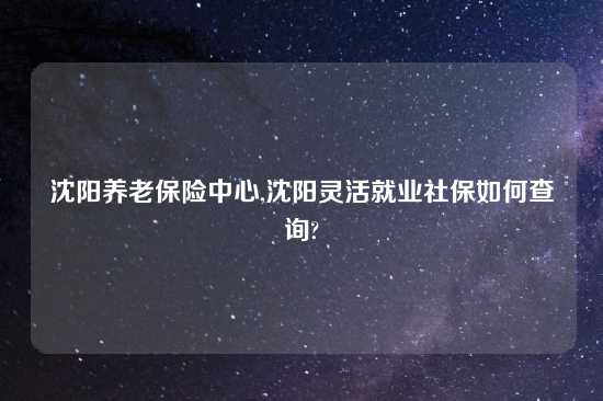 沈阳养老保险中心,沈阳灵活就业社保如何查询?