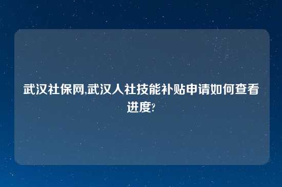 武汉社保网,武汉人社技能补贴申请如何查看进度?