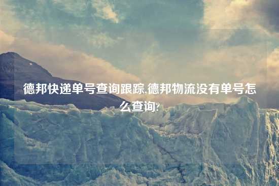 德邦快递单号查询跟踪,德邦物流没有单号怎么查询?