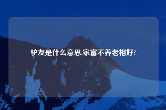 驴友是什么意思,家富不养老相好?
