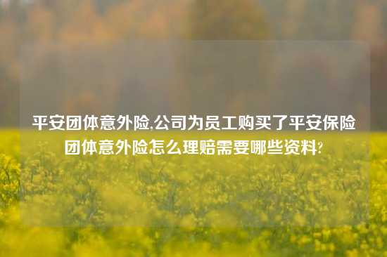 平安团体意外险,公司为员工购买了平安保险团体意外险怎么理赔需要哪些资料?