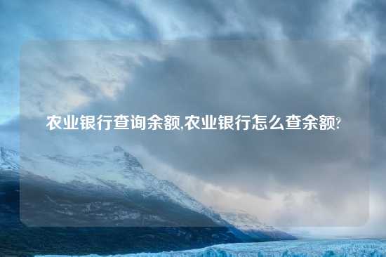 农业银行查询余额,农业银行怎么查余额?