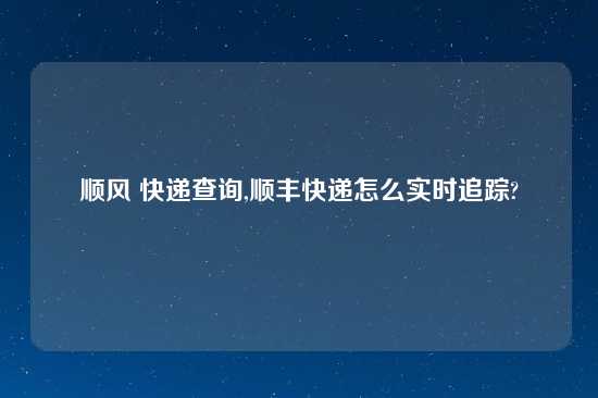 顺风 快递查询,顺丰快递怎么实时追踪?