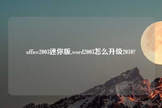 office2003迷你版,word2003怎么升级2010?