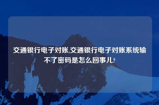 交通银行电子对账,交通银行电子对账系统输不了密码是怎么回事儿?