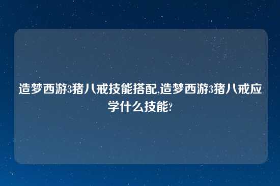 造梦西游3猪八戒技能搭配,造梦西游3猪八戒应学什么技能?