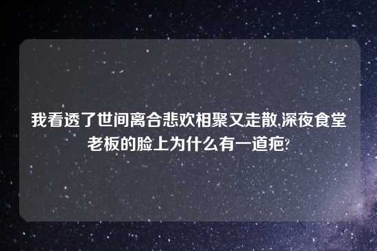 我看透了世间离合悲欢相聚又走散,深夜食堂老板的脸上为什么有一道疤?