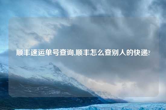 顺丰速运单号查询,顺丰怎么查别人的快递?