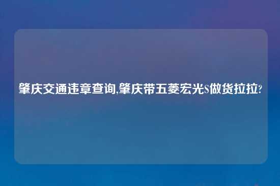 肇庆交通违章查询,肇庆带五菱宏光S做货拉拉?