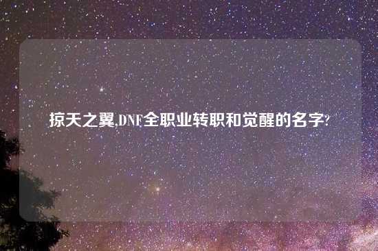 掠天之翼,DNF全职业转职和觉醒的名字?