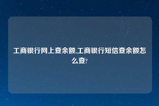 工商银行网上查余额,工商银行短信查余额怎么查?