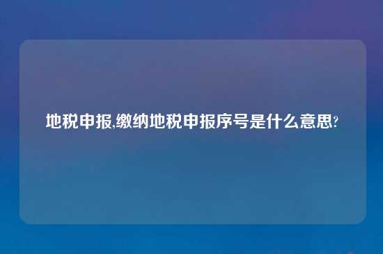地税申报,缴纳地税申报序号是什么意思?