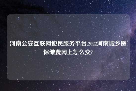 河南公安互联网便民服务平台,2022河南城乡医保缴费网上怎么交?