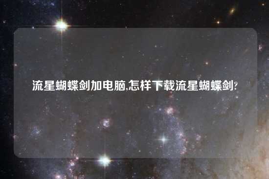 流星蝴蝶剑加电脑,怎样怎么玩流星蝴蝶剑?