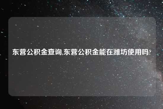 东营公积金查询,东营公积金能在潍坊使用吗?