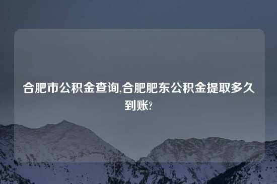合肥市公积金查询,合肥肥东公积金提取多久到账?