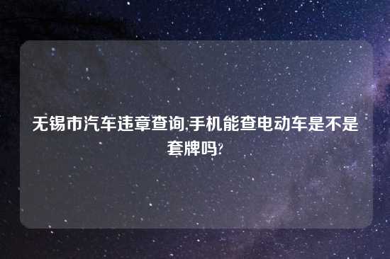 无锡市汽车违章查询,手机能查电动车是不是套牌吗?