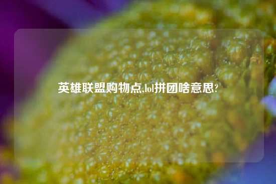 英雄联盟购物点,lol拼团啥意思?