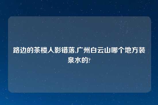 路边的茶楼人影错落,广州白云山哪个地方装泉水的?