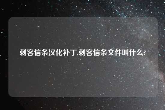 刺客信条汉化补丁,刺客信条文件叫什么?
