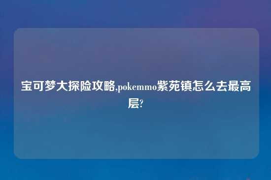 宝可梦大探险攻略,pokemmo紫苑镇怎么去最高层?