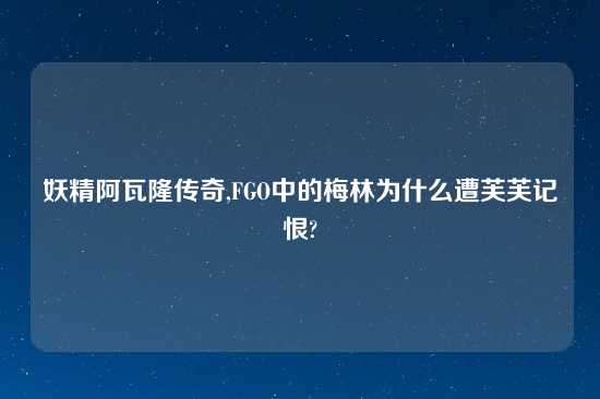 妖精阿瓦隆传奇,FGO中的梅林为什么遭芙芙记恨?