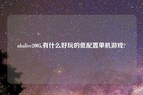 nbalive2005,有什么好玩的低配置单机游戏?