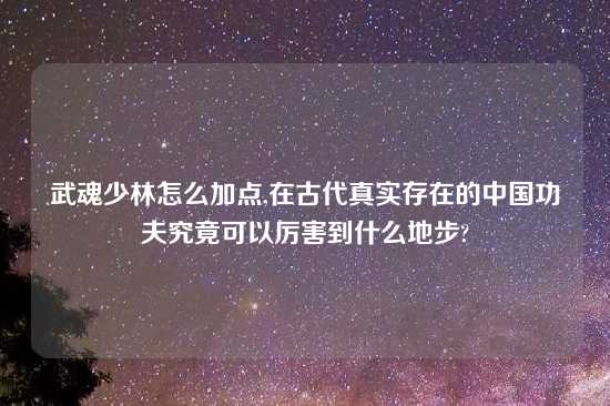 武魂少林怎么加点,在古代真实存在的中国功夫究竟可以厉害到什么地步?