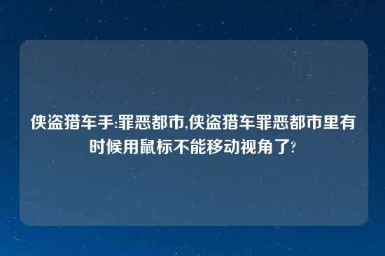 侠盗猎车手:罪恶都市,侠盗猎车罪恶都市里有时候用鼠标不能移动视角了?