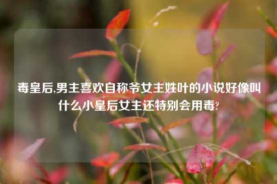 毒皇后,男主喜欢自称爷女主姓叶的小说好像叫什么小皇后女主还特别会用毒?