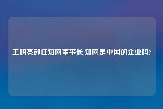 王明亮卸任知网董事长,知网是中国的企业吗?