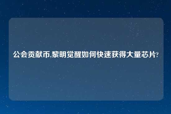 公会贡献币,黎明觉醒如何快速获得大量芯片?