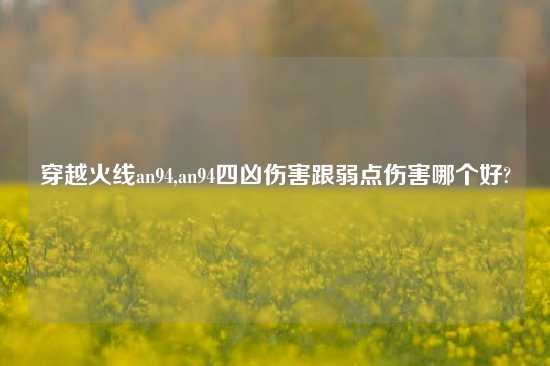 穿越火线an94,an94四凶伤害跟弱点伤害哪个好?