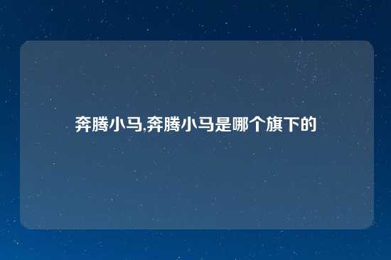 奔腾小马,奔腾小马是哪个旗下的