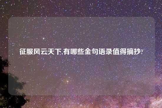 征服风云天下,有哪些金句语录值得摘抄?