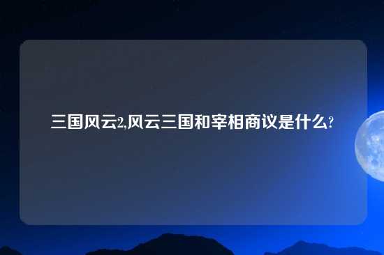 三国风云2,风云三国和宰相商议是什么?