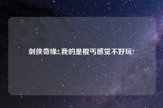 剑侠奇缘2,我的是棍丐感觉不好玩?