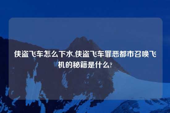 侠盗飞车怎么下水,侠盗飞车罪恶都市召唤飞机的秘籍是什么?