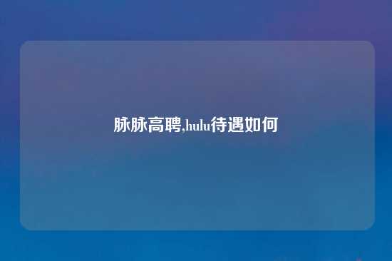 脉脉高聘,hulu待遇如何