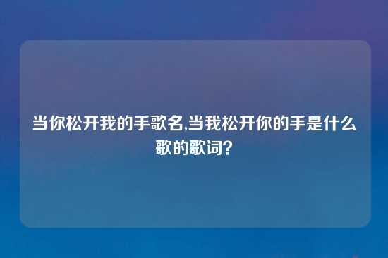 当你松开我的手歌名,当我松开你的手是什么歌的歌词？