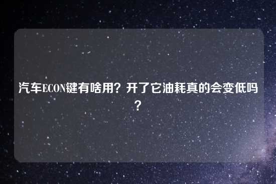 汽车ECON键有啥用？开了它油耗真的会变低吗？