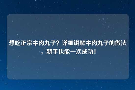 想吃正宗牛肉丸子？详细讲解牛肉丸子的做法，新手也能一次成功！