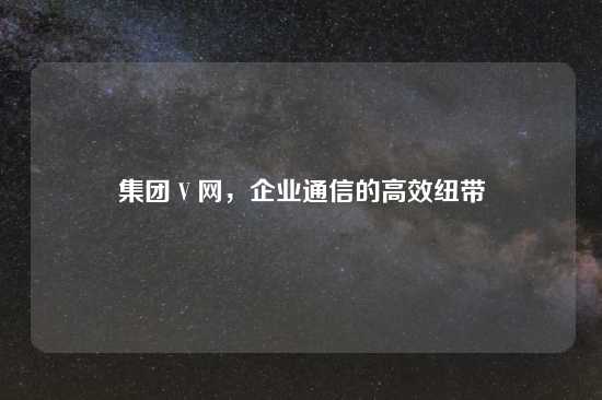 集团 V 网，企业通信的高效纽带